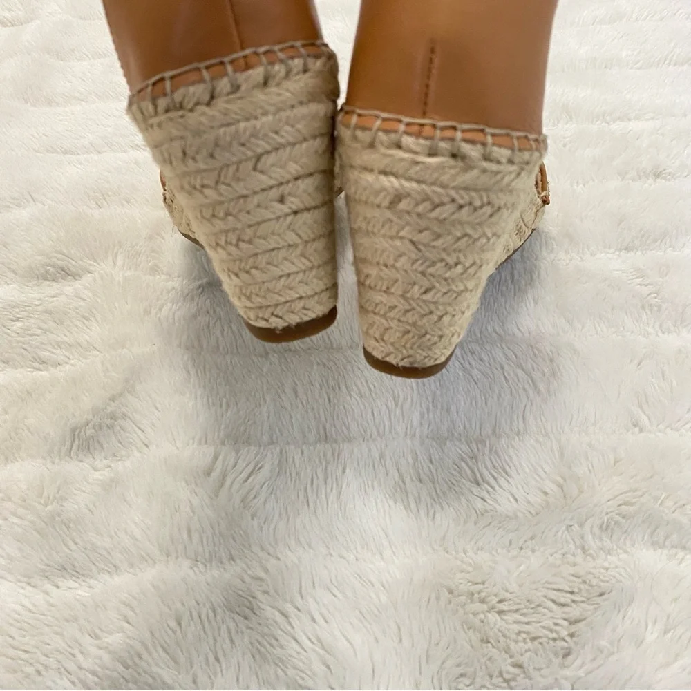 Vince Camuto Tan Leather Espadrille Wedge Sandals Size 9.5